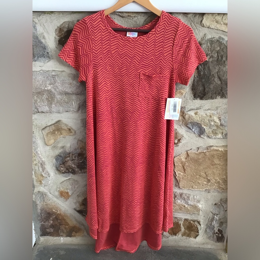 Lularoe Jessie Red Chevron Pattern Dress #15